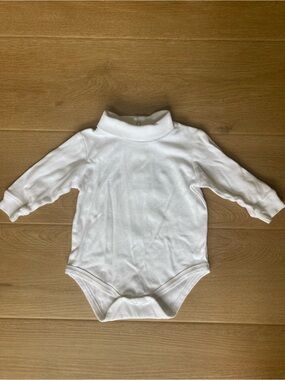 All Mine Vintage Long-Sleeve Turtleneck White Baby Onesie
